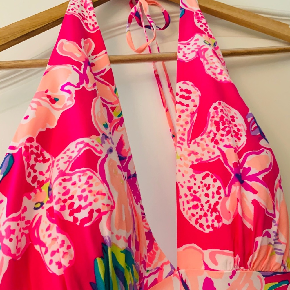 New! Lilly Pulitzer Gizelle Hi Low Halter Dress M - Picture 7 of 10